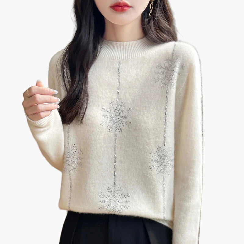 Maglione donna elegante collo alto stile casual chic per autunno e inverno