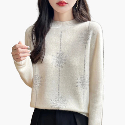 Maglione donna elegante collo alto stile casual chic per autunno e inverno