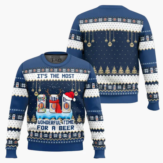 Jultröja för herrar i ugly sweater-stil med öltema, humor, fest och avkoppling
