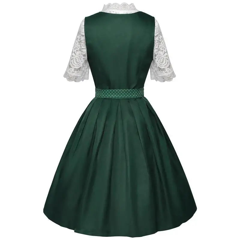 Robe Dirndl Traditionnelle Femme avec Chemisier et Tablier