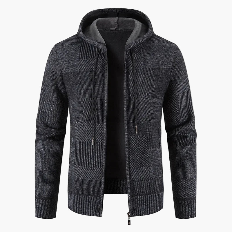 Chaqueta con capucha con cremallera estilo sudadera para hombre – Elegancia casual de invierno