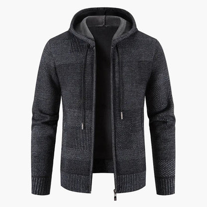 Chaqueta con capucha con cremallera estilo sudadera para hombre – Elegancia casual de invierno