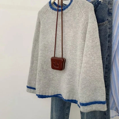 Casual trui voor dames in stedelijke stijl voor de herfst, ronde hals, lange mouwen