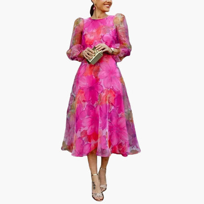 Robe Femme Élégante à Imprimé Floral Style Classique pour Invités de Mariage et Événements