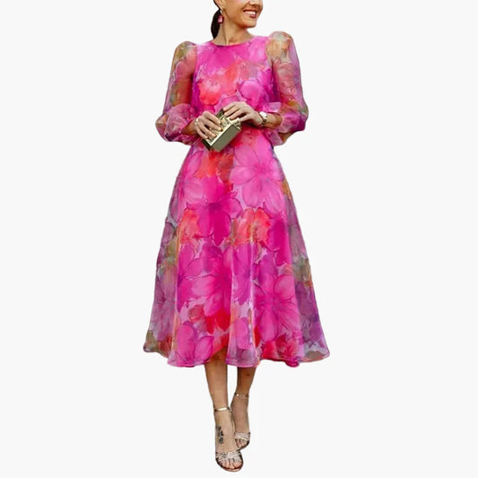 Robe Femme Élégante à Imprimé Floral Style Classique pour Invités de Mariage et Événements