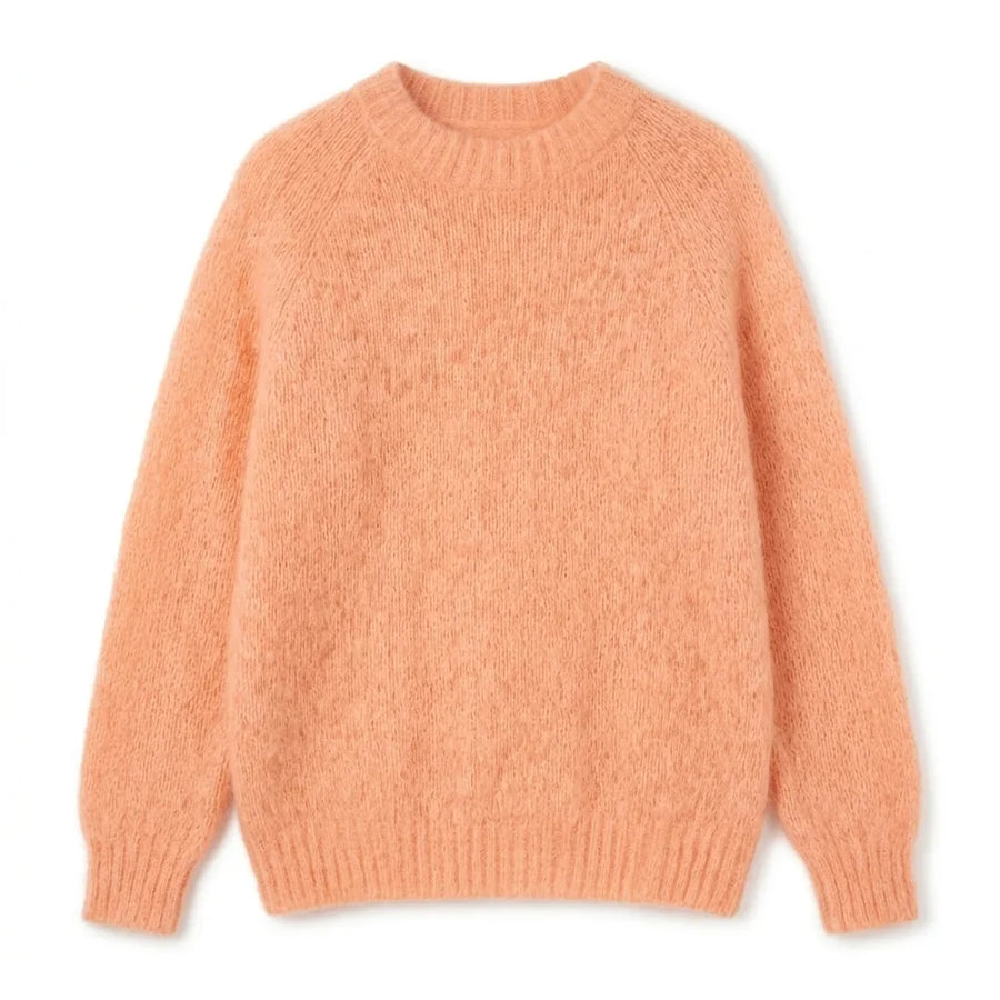 Pull en maille douce pour femme, coupe décontractée, couleur pêche