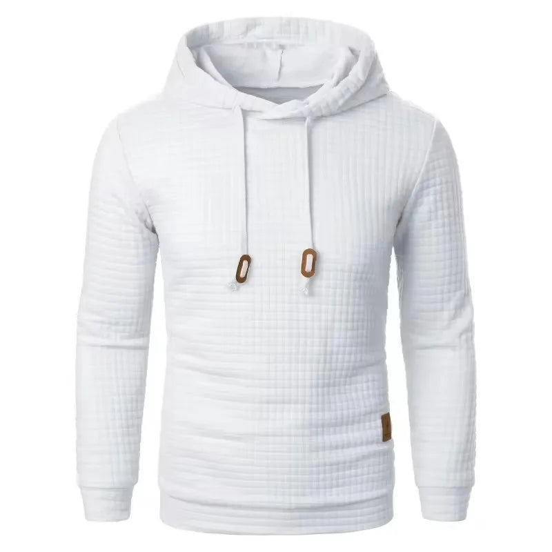 Strukturierter Strick-Kapuzenpullover für Herren in Beige mit Kordelzug