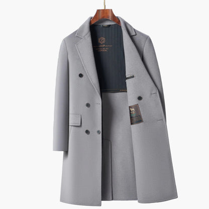 Manteau long élégant homme double boutonnage style urbain – Idéal pour affaires et sorties