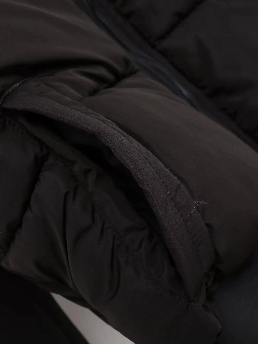 Doudoune courte à capuche femme bicolore matelassée zippée