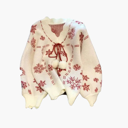 Cardigan Donna Stile Inverno Natale Motivi Fiocchi di Neve – Ideale per le Feste e l'Inverno