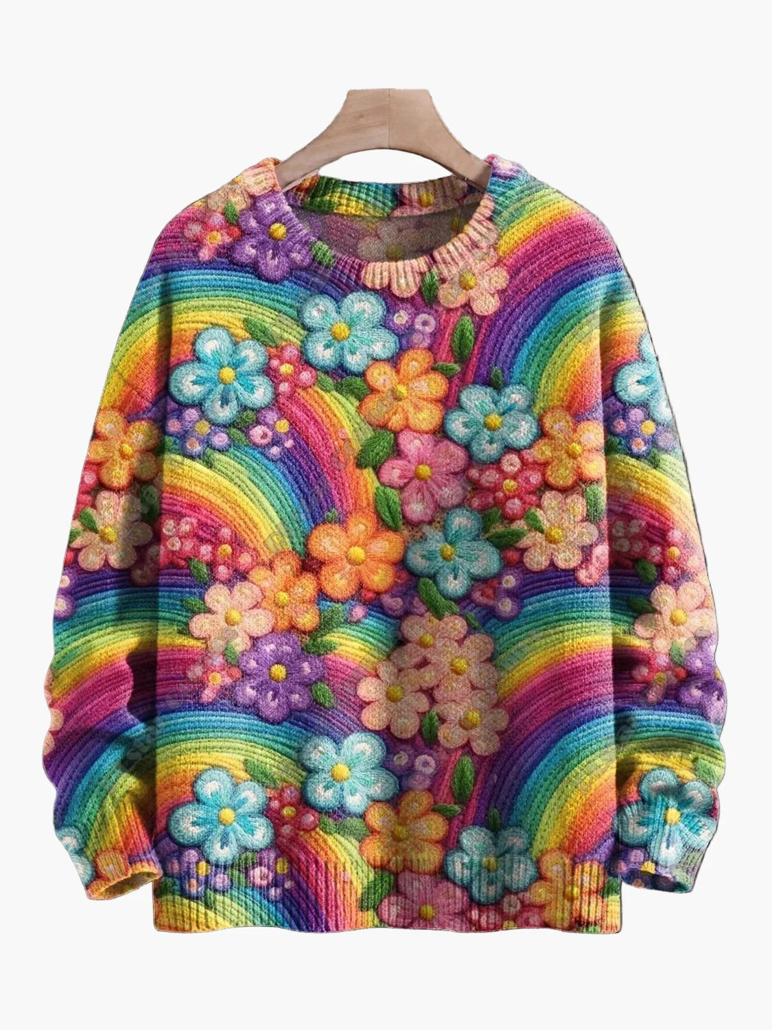 Geborduurde fantasie kersttrui voor dames, casual stijl, ideaal voor feestdagen