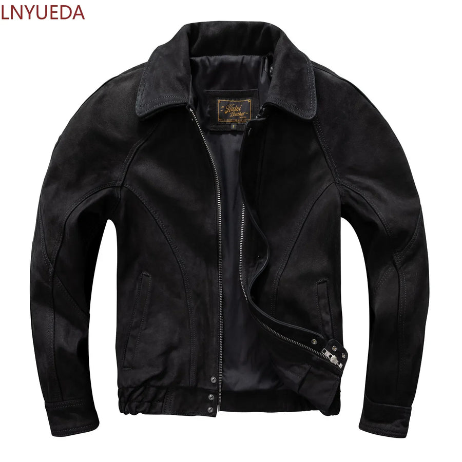 Veste Homme Courte Noire Coupe Bomber Décontractée avec Fermeture Éclair et Col Classique