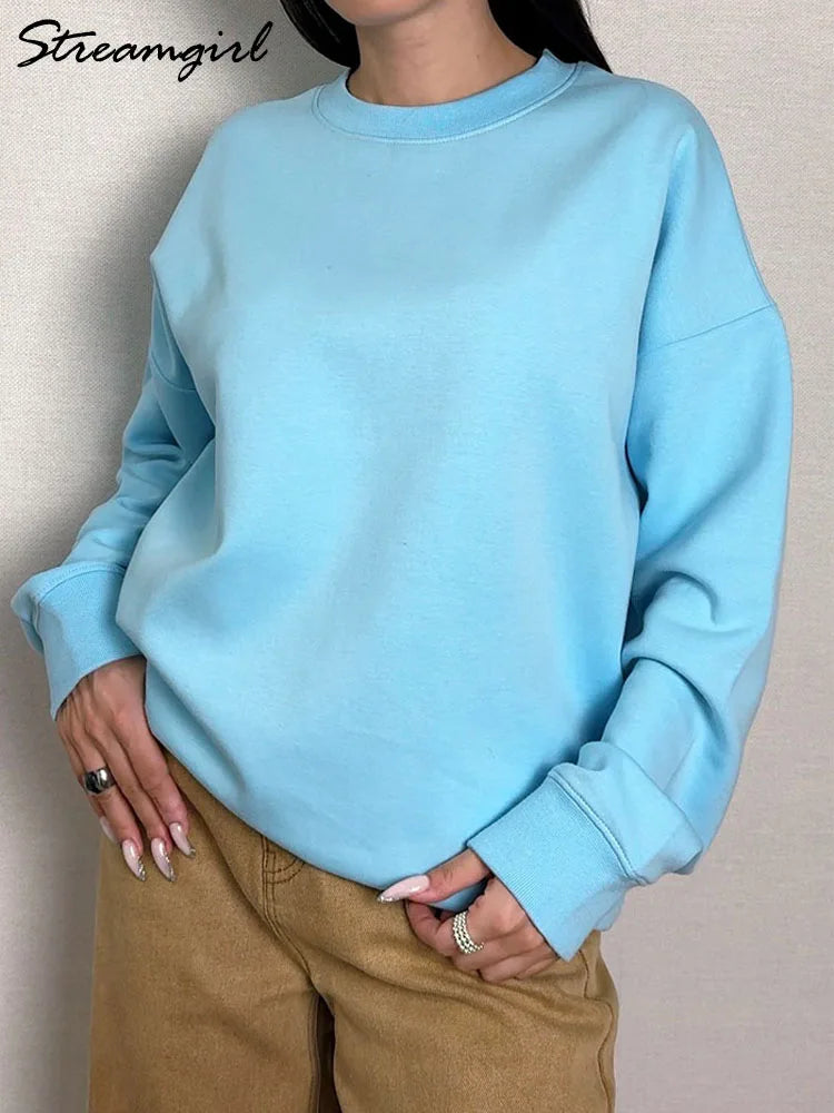 Sweat-shirt basique col rond à manches longues pour homme ou femme
