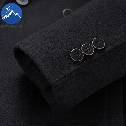 Manteau long élégant homme double boutonnage style urbain – Idéal pour affaires et sorties