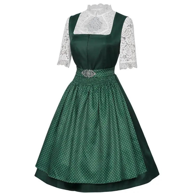 Robe Dirndl Traditionnelle Femme avec Chemisier et Tablier