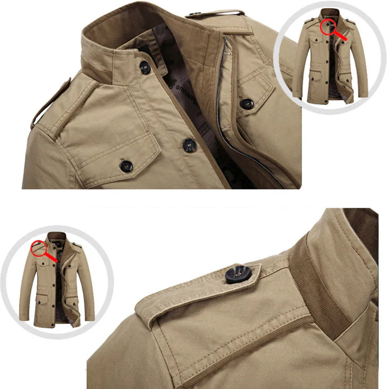 Veste militaire décontractée pour homme style urbain – Manteau automne/hiver élégant