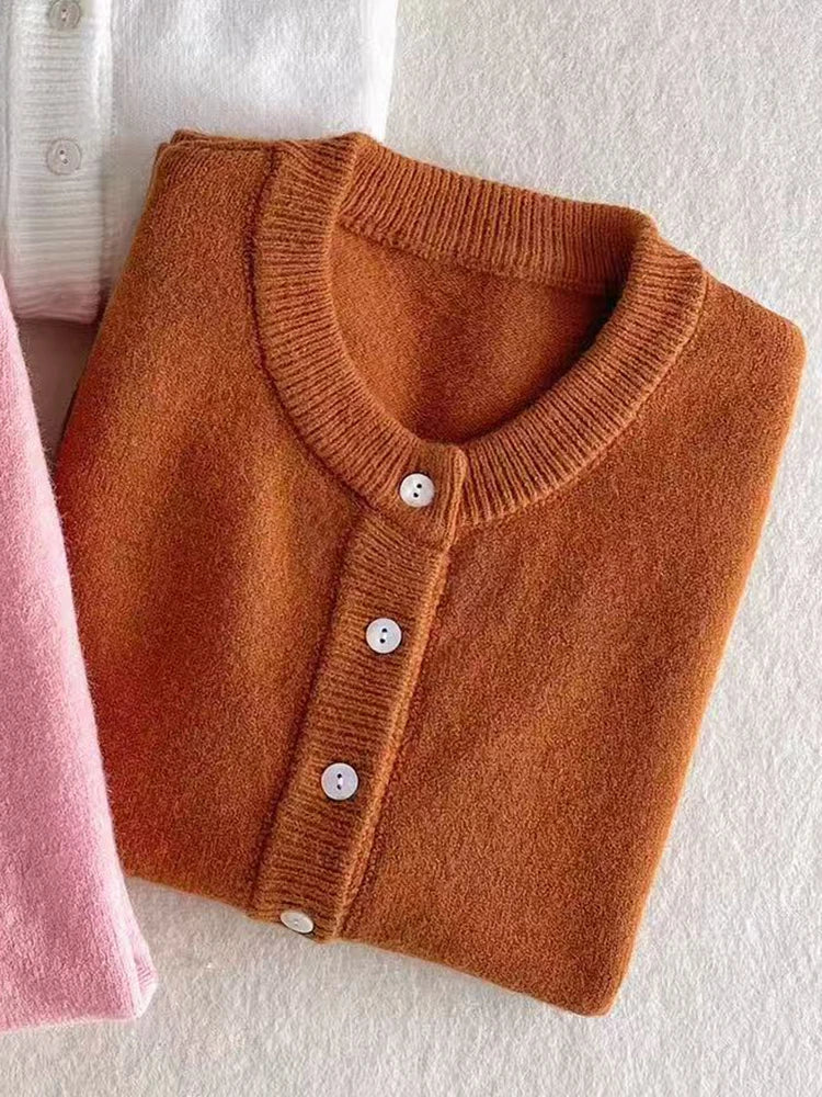 Soft women's crew-neck buttoned cardigan - Several colors available