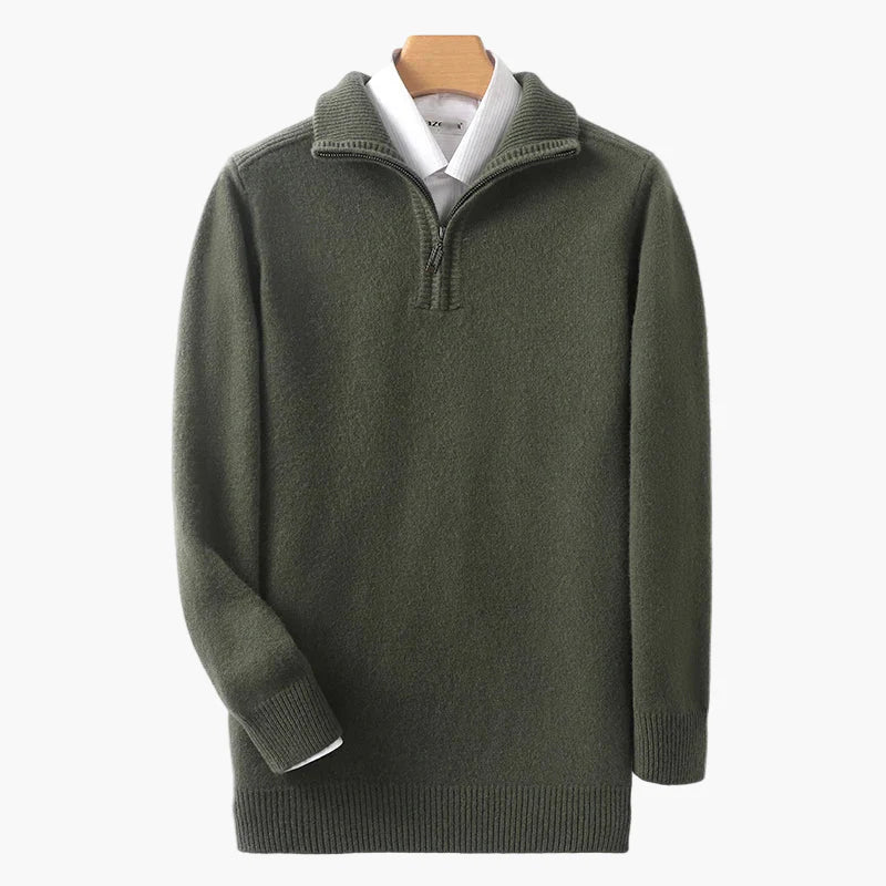 High-neck zip-up sweater for men casual chic style