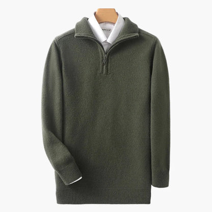 High-neck zip-up sweater for men casual chic style