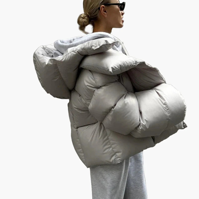 Kort oversized dunjakke til kvinder i trendy urban vinterstil
