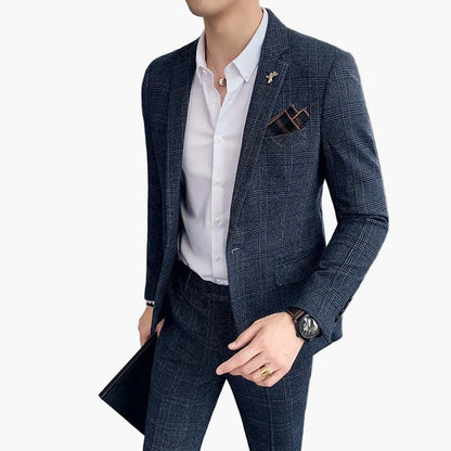 Costume homme élégant à carreaux style business pour réunions et événements formels