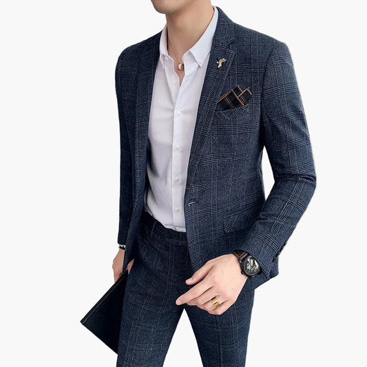 Elegant men's plaid suit business style for meetings and formal events
