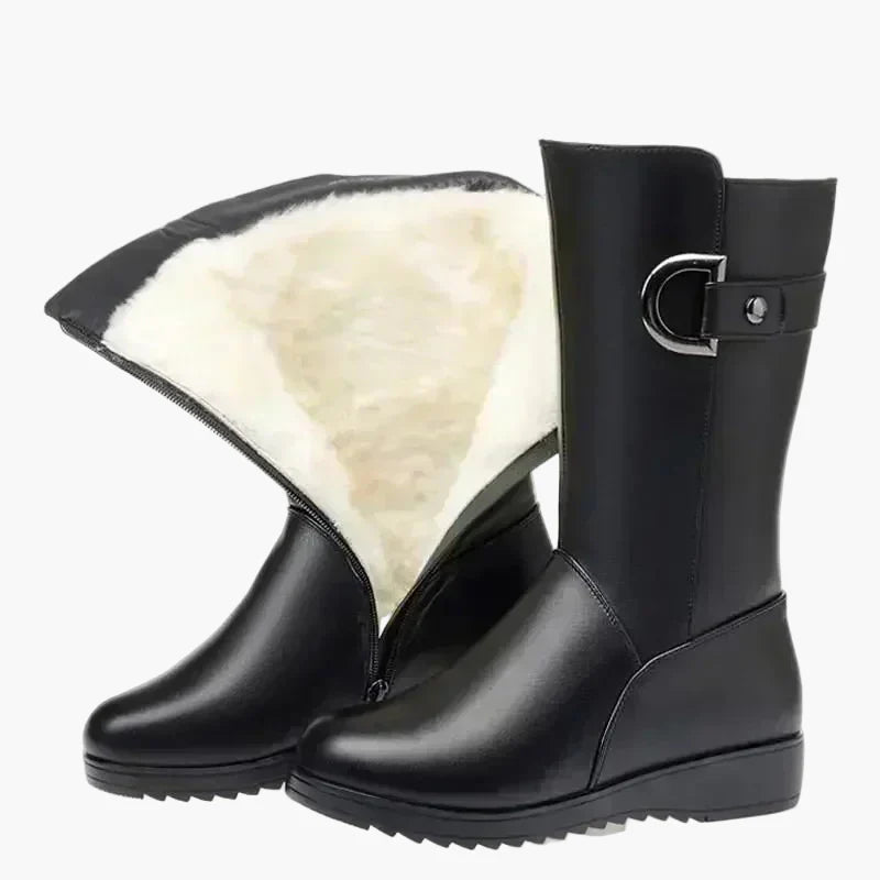 Bottes d'hiver femme à talon bloc style militaire avec doublure chaude
