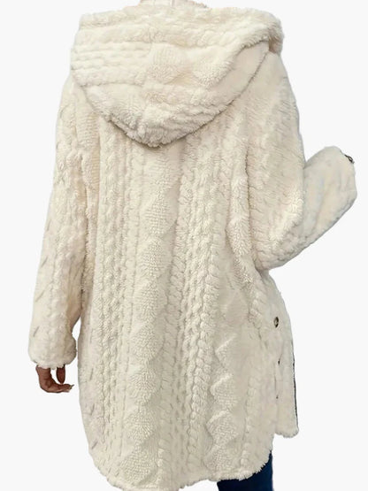 Chaqueta doudou para mujer estilo casual con capucha y botones decorativos – Ideal para otoño e invierno