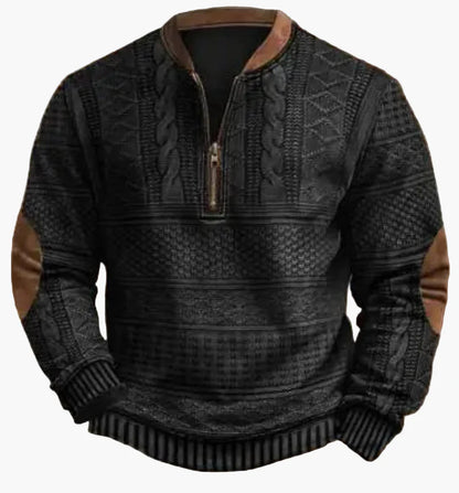Herren-Sweatshirt mit halbem Reißverschluss im trendigen Herbst-/Winterstil – warmer, lässiger Stehkragenpullover