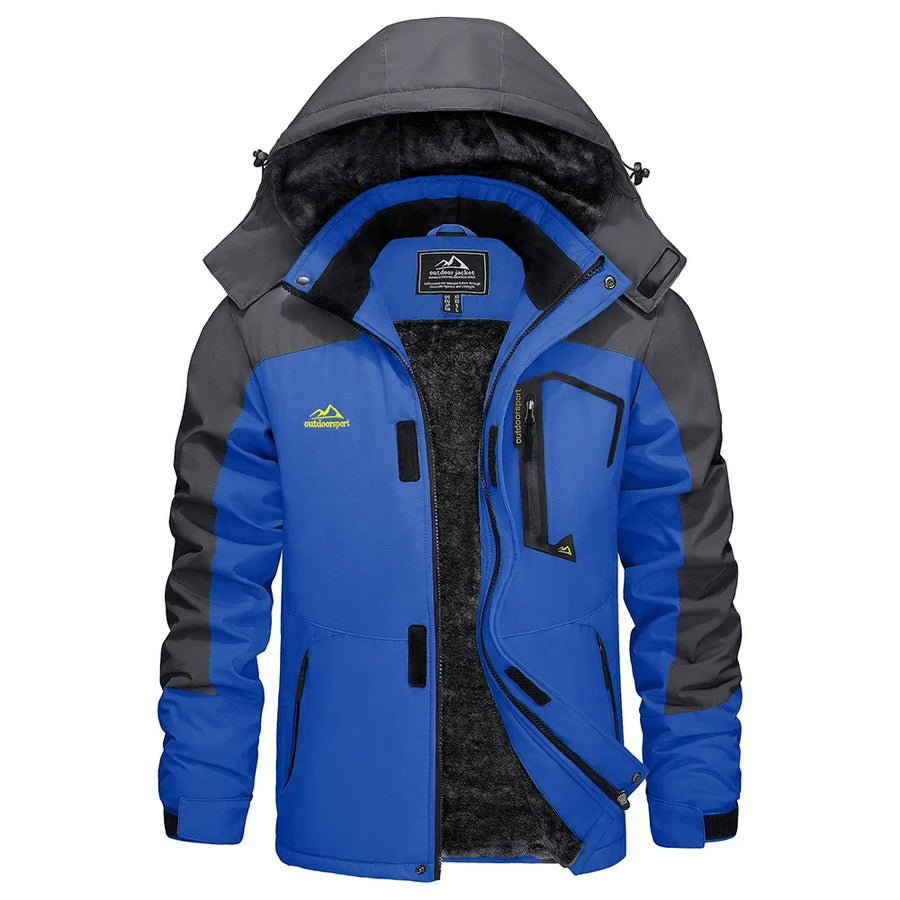 Wasserdichte Herren-Wanderjacke mit Kapuze und warmem Innenfutter für Outdoor-Aktivitäten