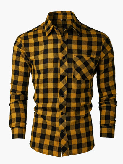 Chemise à carreaux manches longues style décontracté pour homme