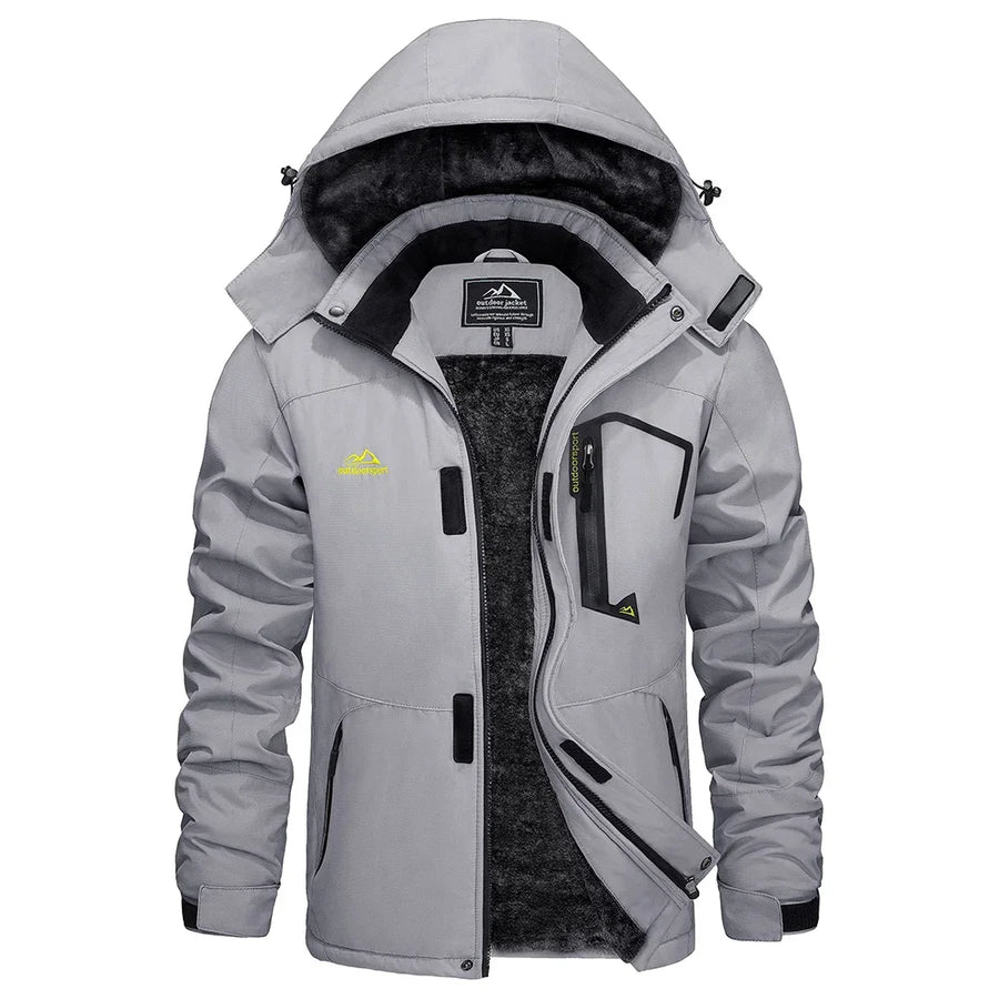 Wasserdichte Herren-Wanderjacke mit Kapuze und warmem Innenfutter für Outdoor-Aktivitäten