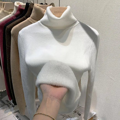 Damski sweter z podwójnym golfem w klasycznym i wygodnym stylu na zimę