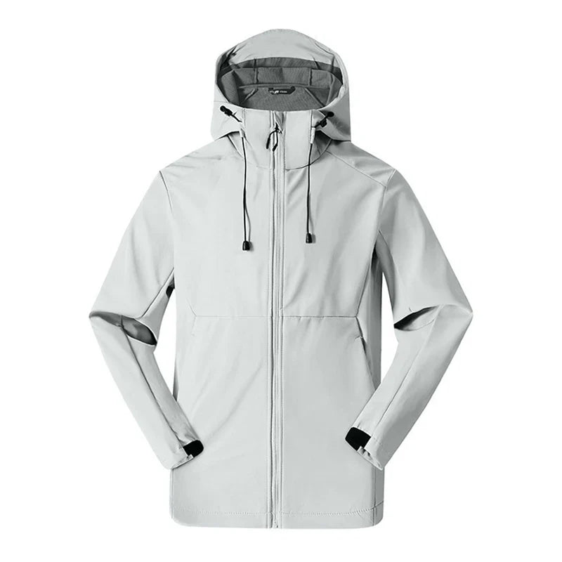 Men's Hooded Waterproof and Windproof Jacket with Fleece Lining