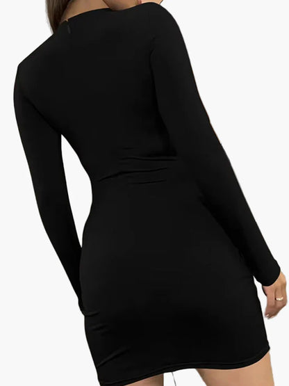 Robe moulante élégante à manches longues pour femme, style soirée et cocktail