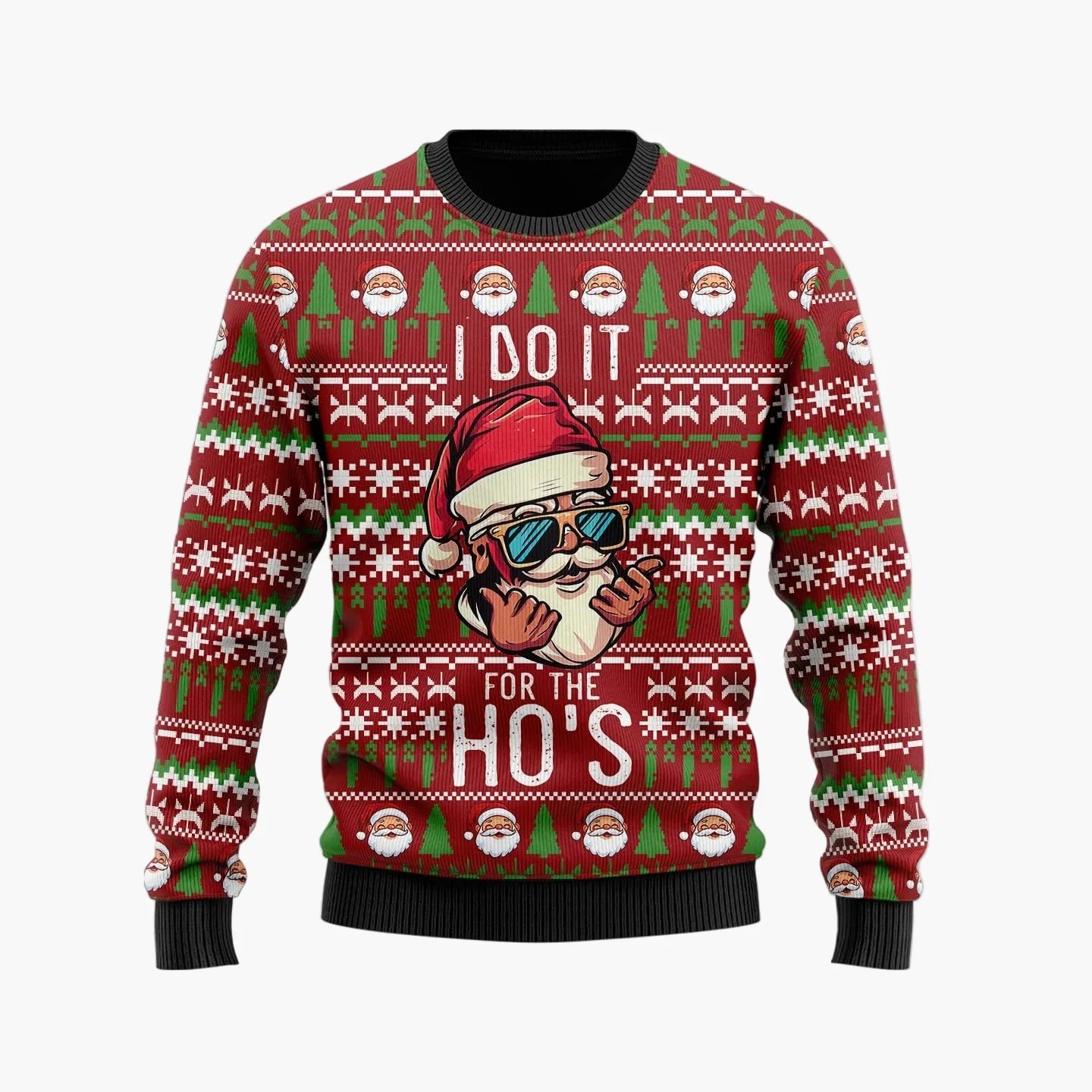 Zabawny męski sweter świąteczny – Styl retro, motyw Mikołaja, idealny na imprezy i wieczory Ugly Christmas Sweater
