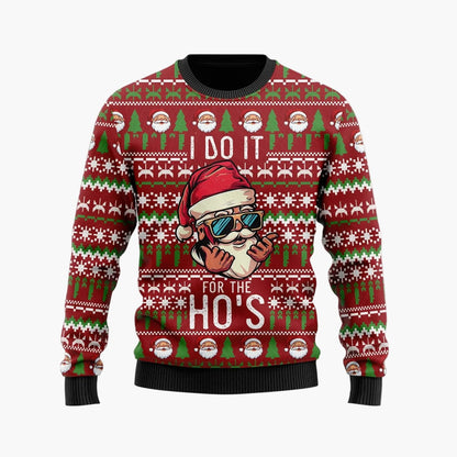 Zabawny męski sweter świąteczny – Styl retro, motyw Mikołaja, idealny na imprezy i wieczory Ugly Christmas Sweater