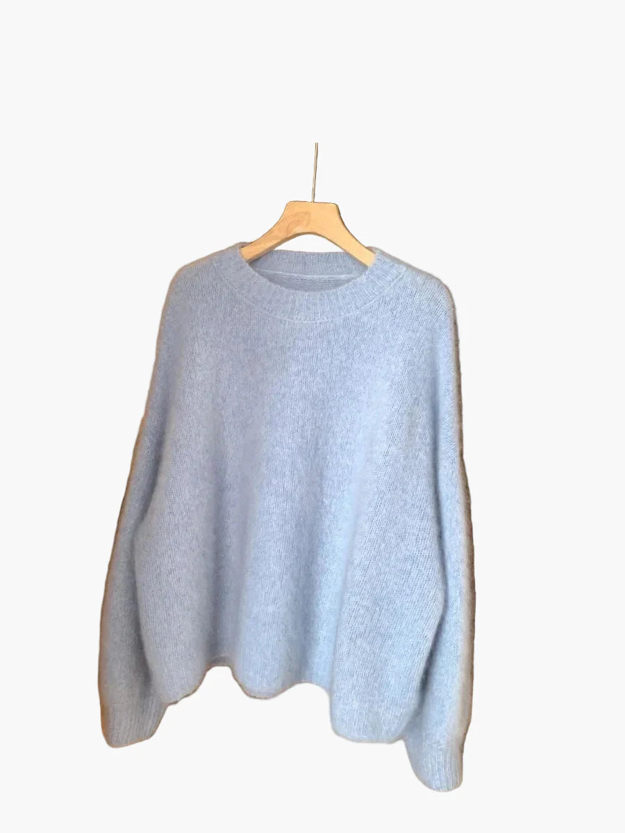Pull ample style décontracté pour femme, col rond, look cocooning chic