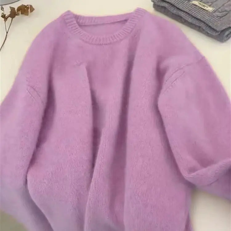 Maglione donna confortevole a collo rotondo in maglia morbida - Disponibile in diversi colori
