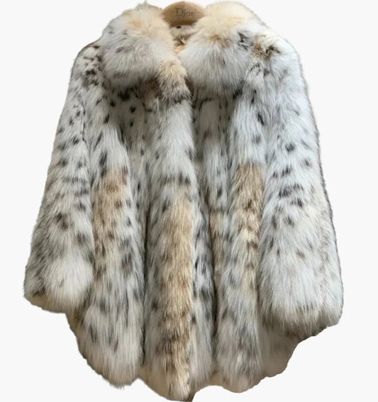 Manteau élégant style pelage à motifs tachetés pour femme – Luxe et chaleur pour l'hiver