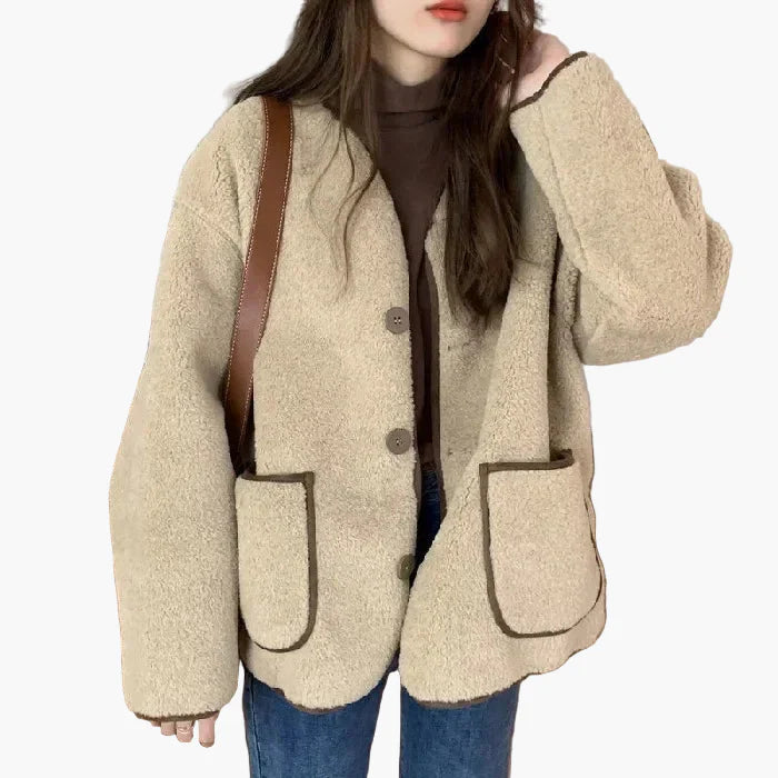 Chaqueta para mujer estilo casual chic otoño invierno - corte oversize de moda