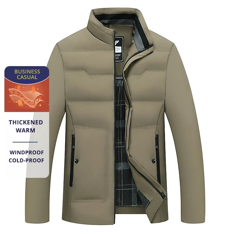 Chaqueta de hombre de negocios casual de invierno, cálida y cortavientos