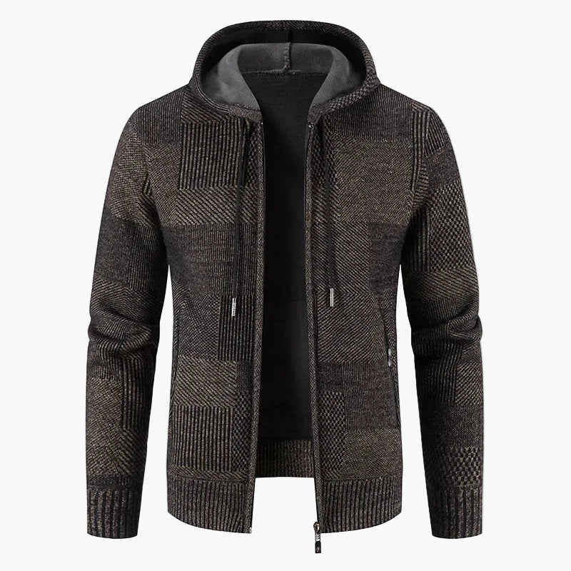 Chaqueta con capucha con cremallera estilo sudadera para hombre – Elegancia casual de invierno