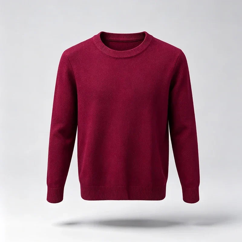 Pull tricoté ras du cou homme - Beige clair - Coupe classique