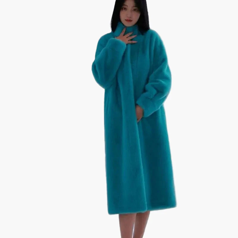 Manteau long femme style cocoon élégant pour hiver, coupe ample, idéal pour un look décontracté chic