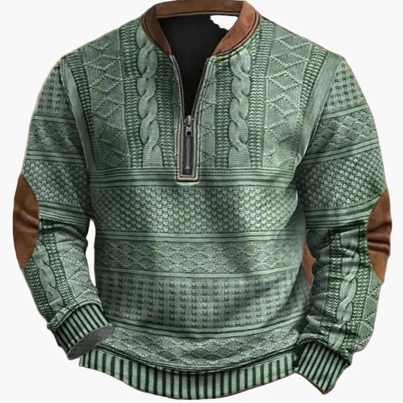 Herren-Sweatshirt mit halbem Reißverschluss im trendigen Herbst-/Winterstil – warmer, lässiger Stehkragenpullover