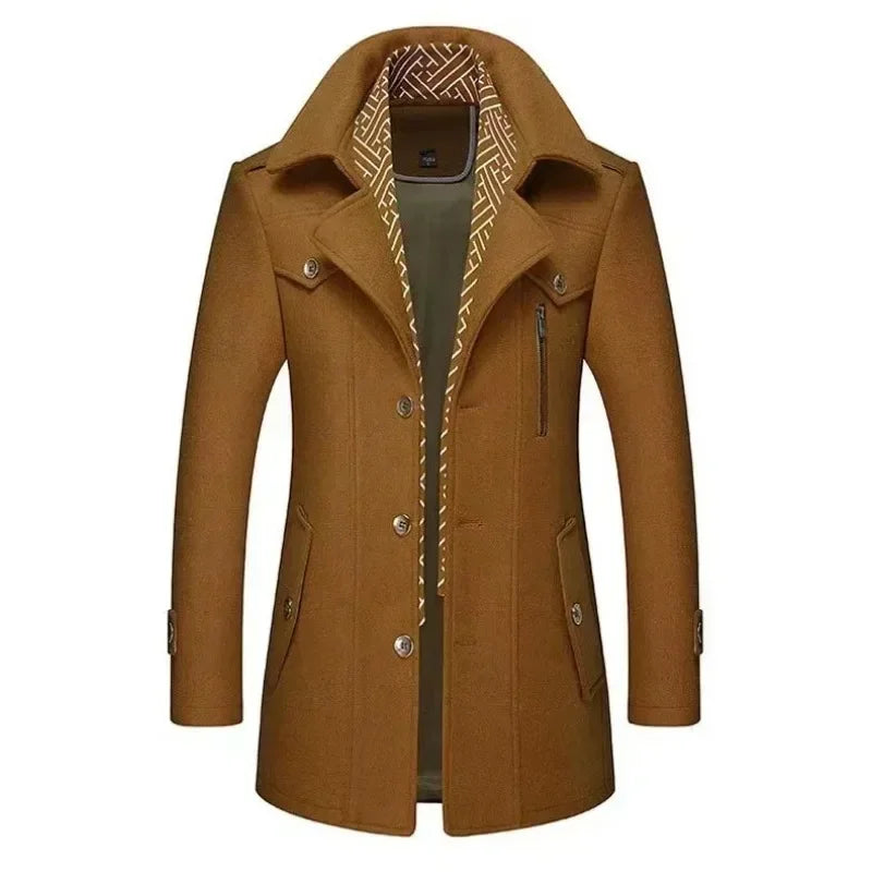 Elegant lång kappa för herr – Chic och bekväm urban stil