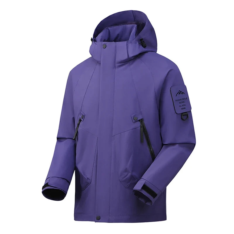 Veste Outdoor Monocouche Imperméable et Coupe-Vent avec Capuche