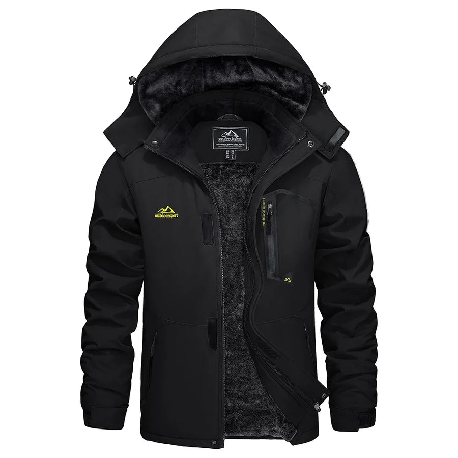 Wasserdichte Herren-Wanderjacke mit Kapuze und warmem Innenfutter für Outdoor-Aktivitäten