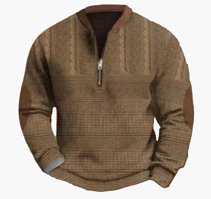 Herren-Sweatshirt mit halbem Reißverschluss im trendigen Herbst-/Winterstil – warmer, lässiger Stehkragenpullover